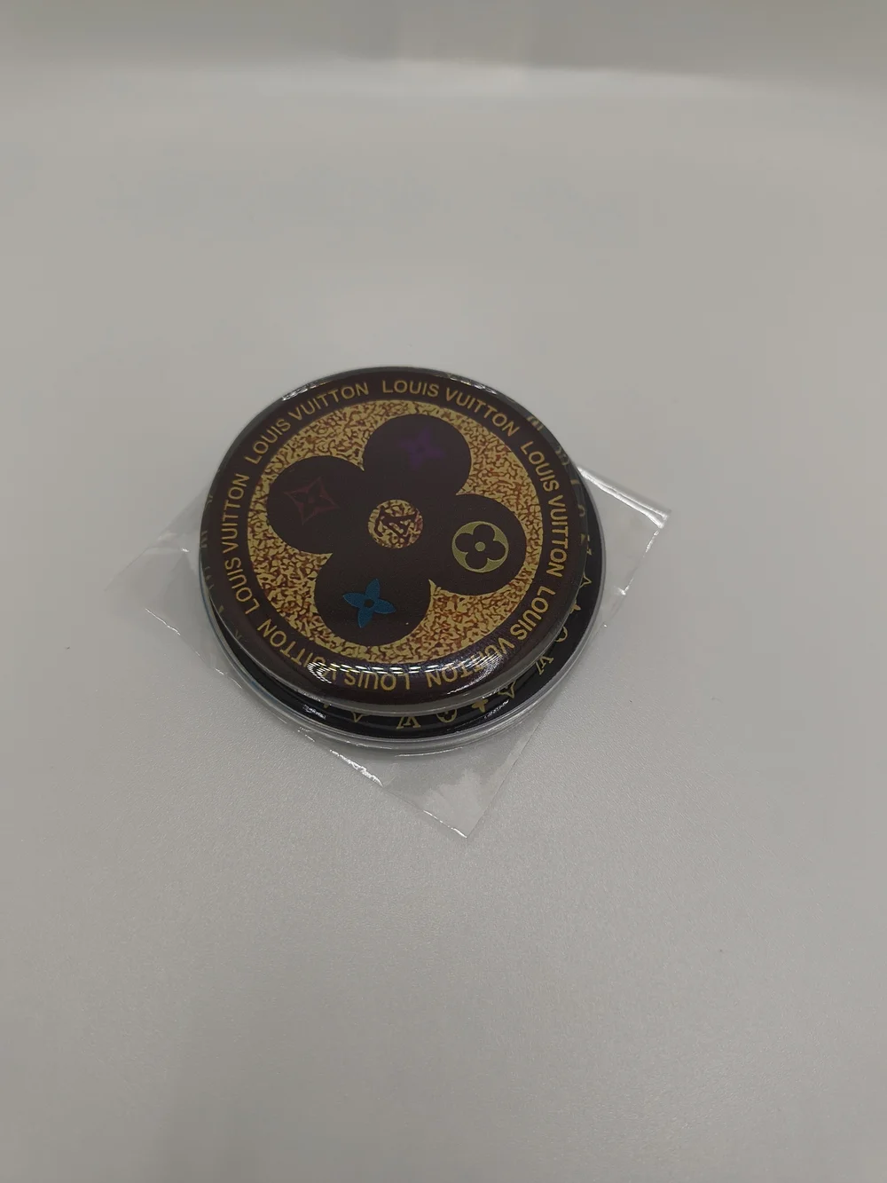 Round Monogram Magsafe Magnetic Popsocket — Brown, Gold & Multicolor